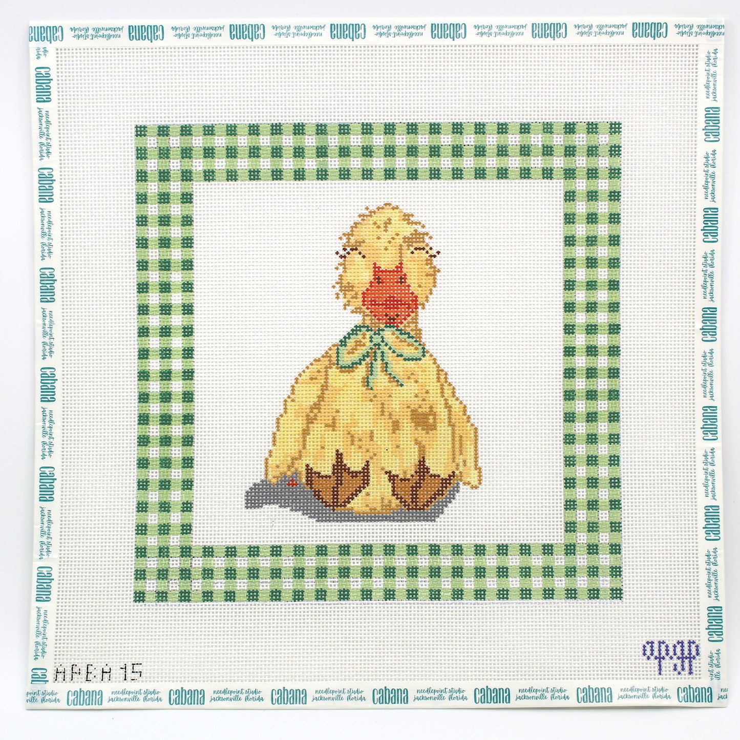 Duck Lovey with Green Gingham Border