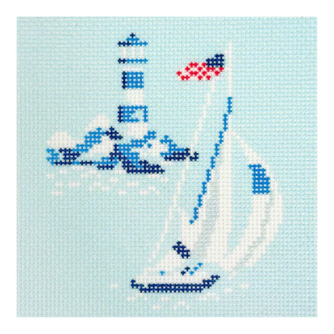 Regatta Coaster Sailboat and Lighthouse