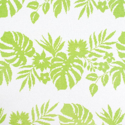 Hibiscus Pillow - Green on White