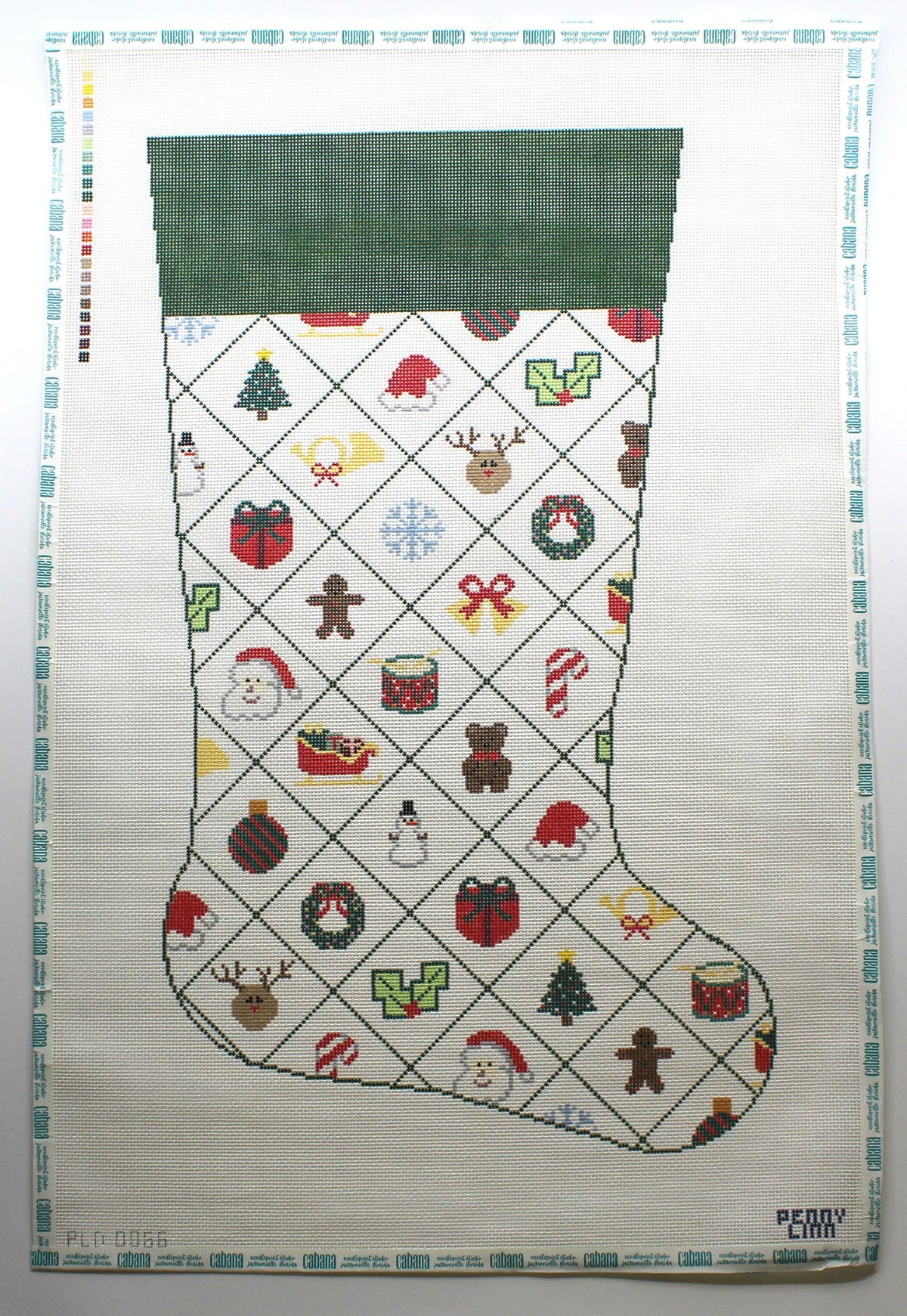 Argyle Stocking with Green Cuff