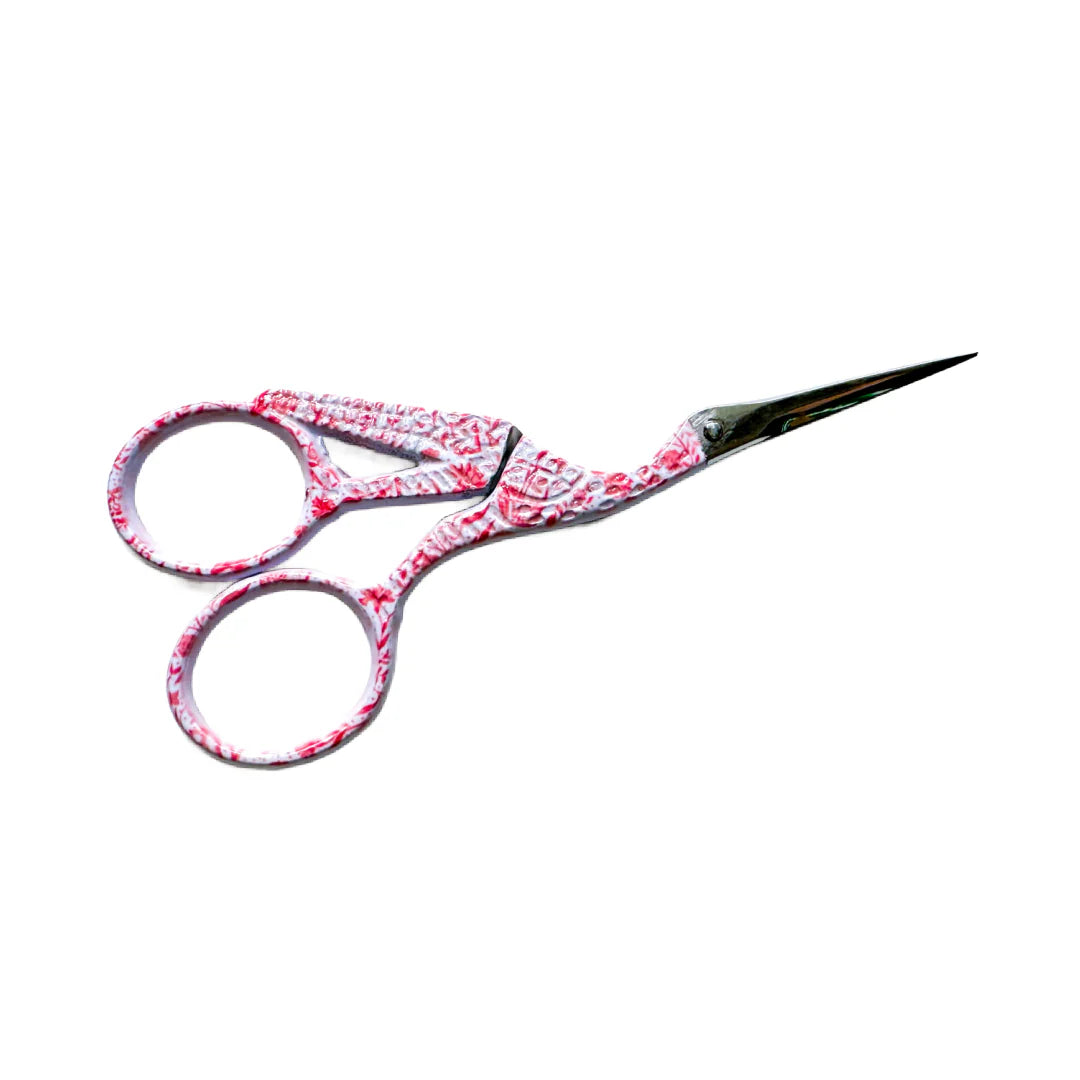Pink Needlepoint Print Crane Scissors - Large