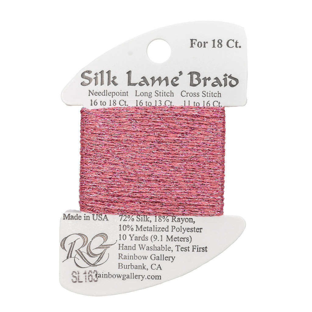 Silk Lame Braid SL163 Medium Rose