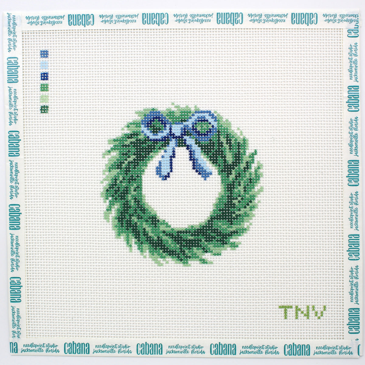 Blue Bow Christmas Wreath