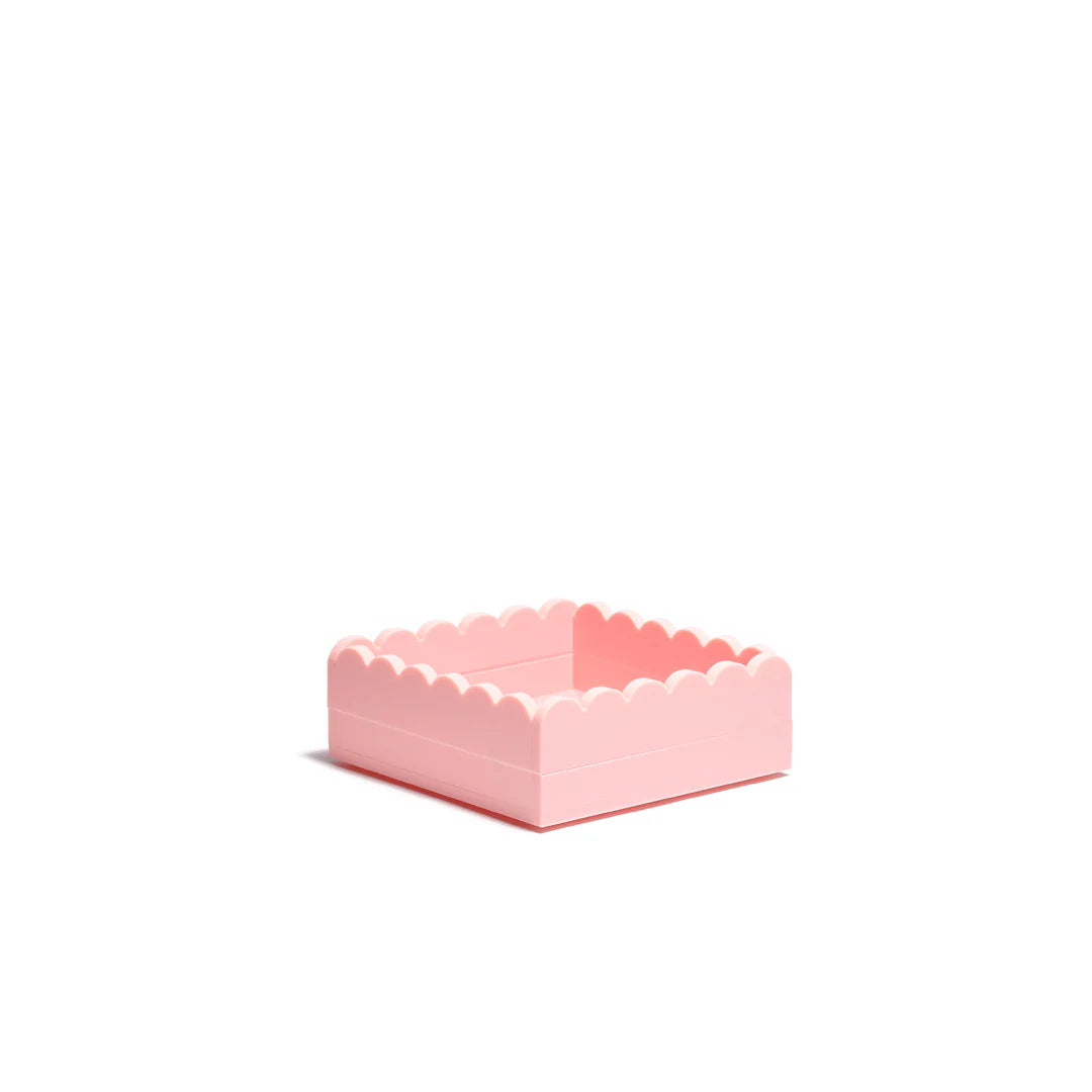 5" Square Pink Scallop Acrylic Tray