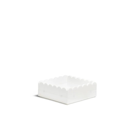 5" Square White Scallop Acrylic Tray
