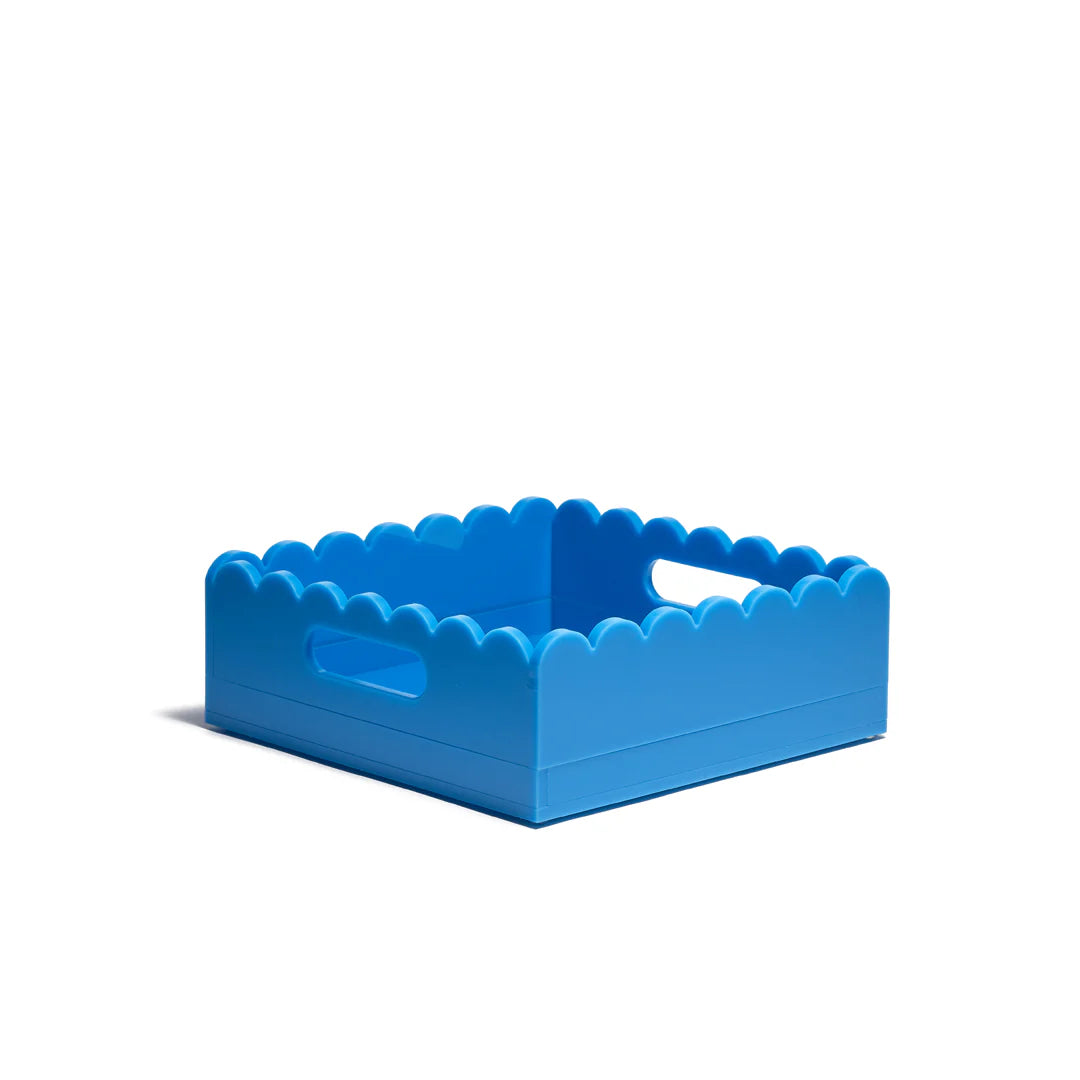 8" Square Blue Scallop Acrylic Tray