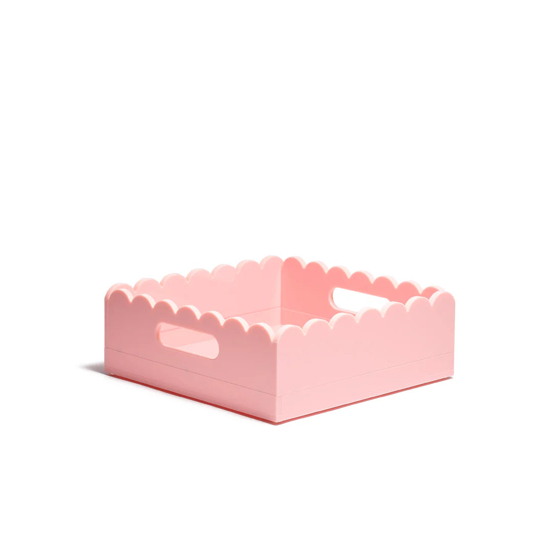 8" Square Pink Scallop Acrylic Tray