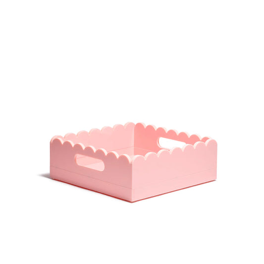 8" Square Pink Scallop Acrylic Tray
