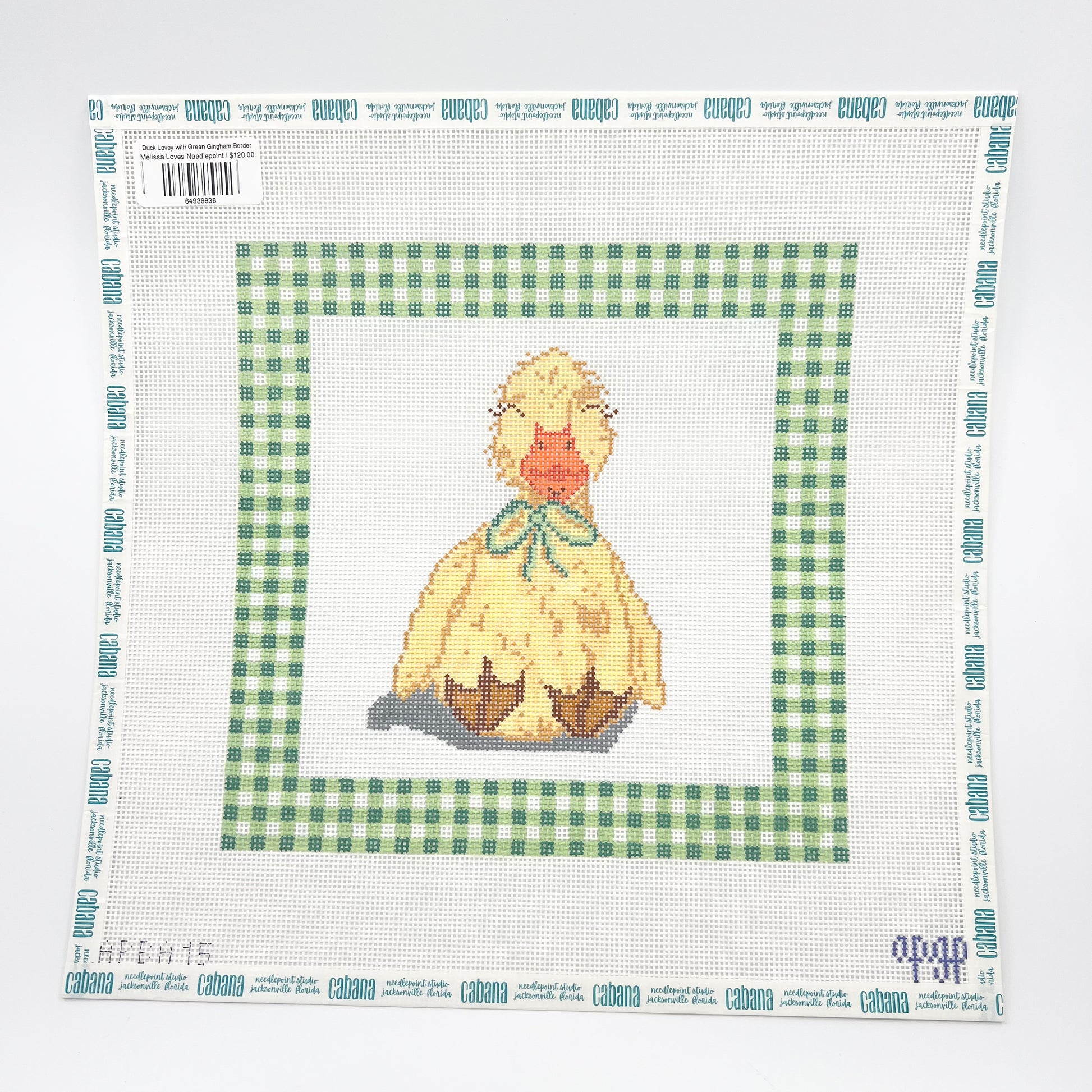 Duck Lovey with Green Gingham Border