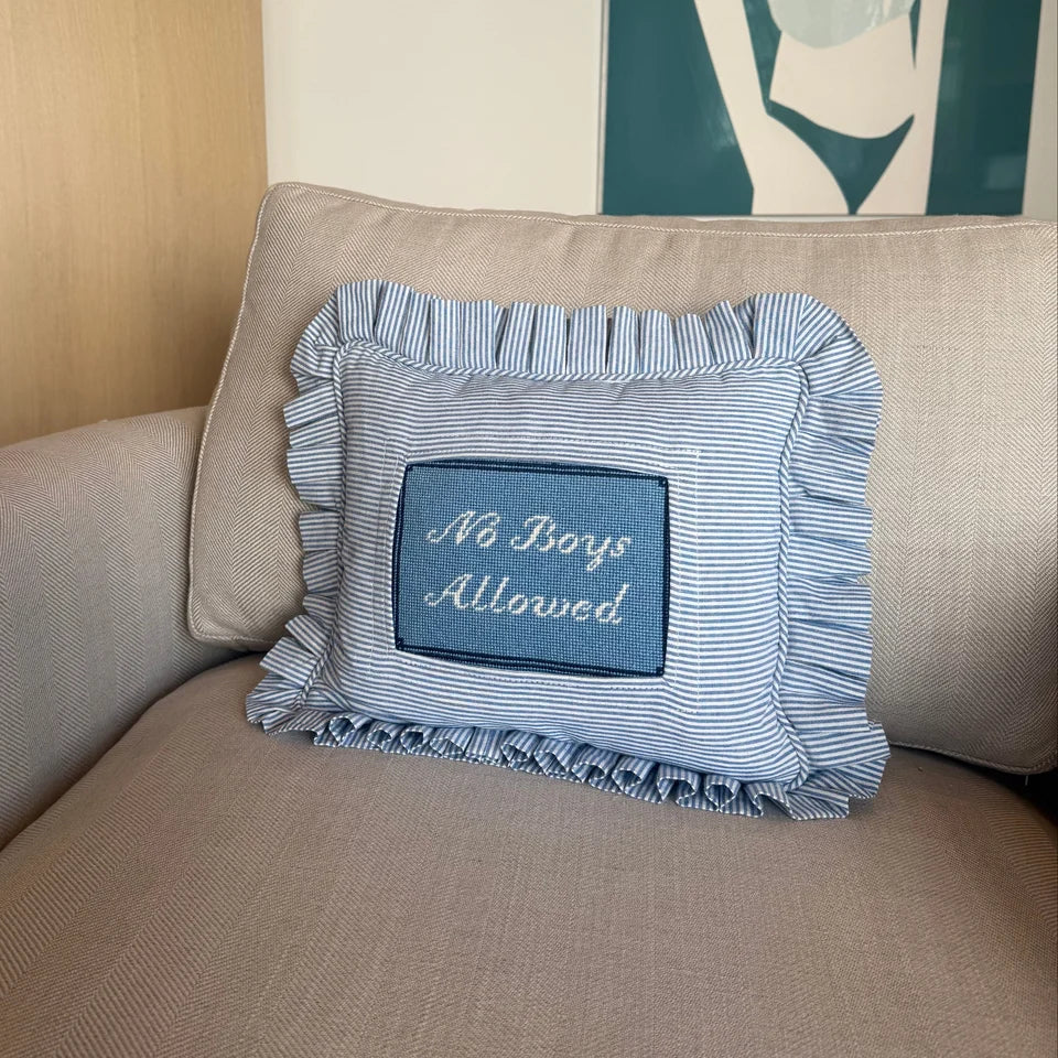 Swappable Self Finishing Pillow - Blue Stripe