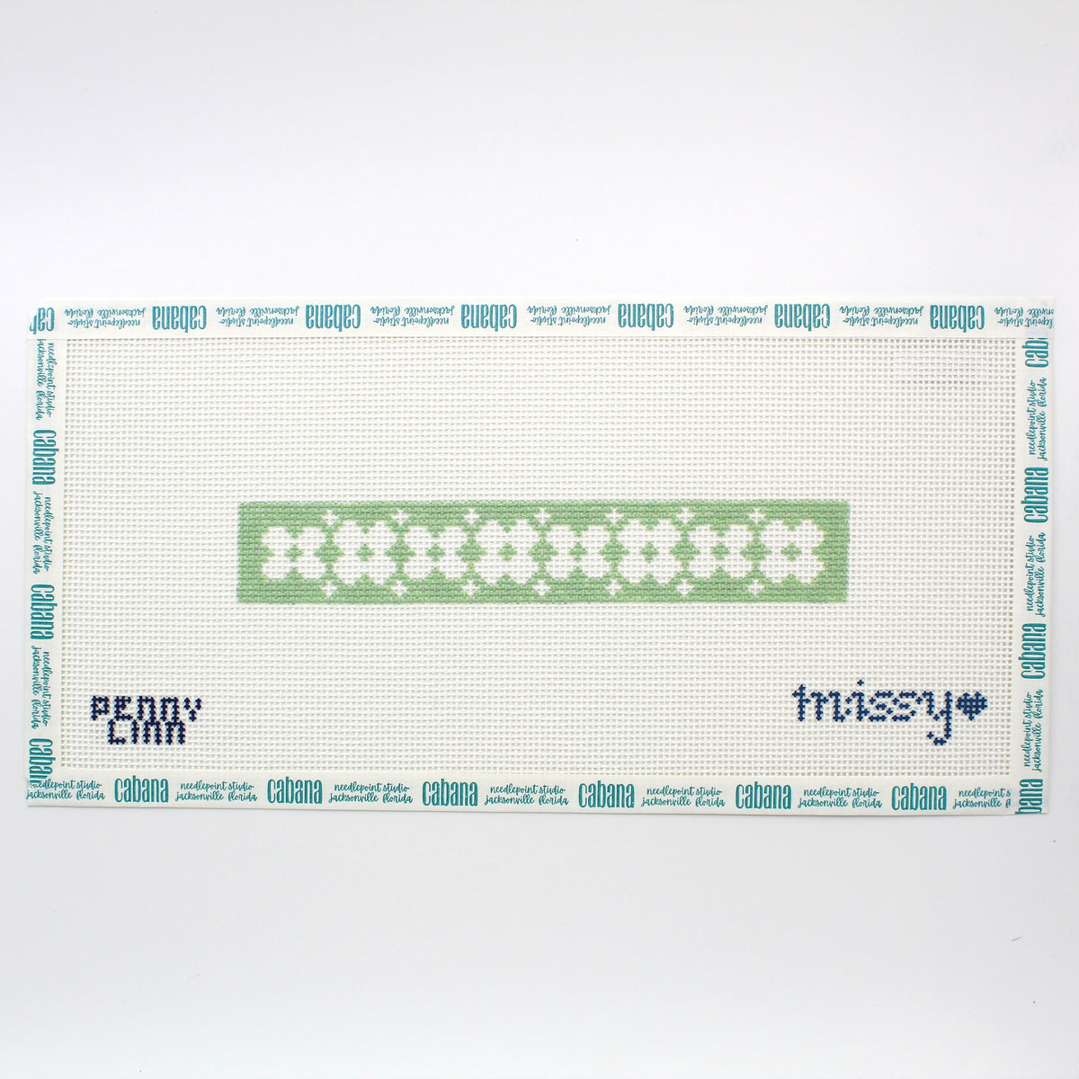 Key Fob Floral Inverse Green