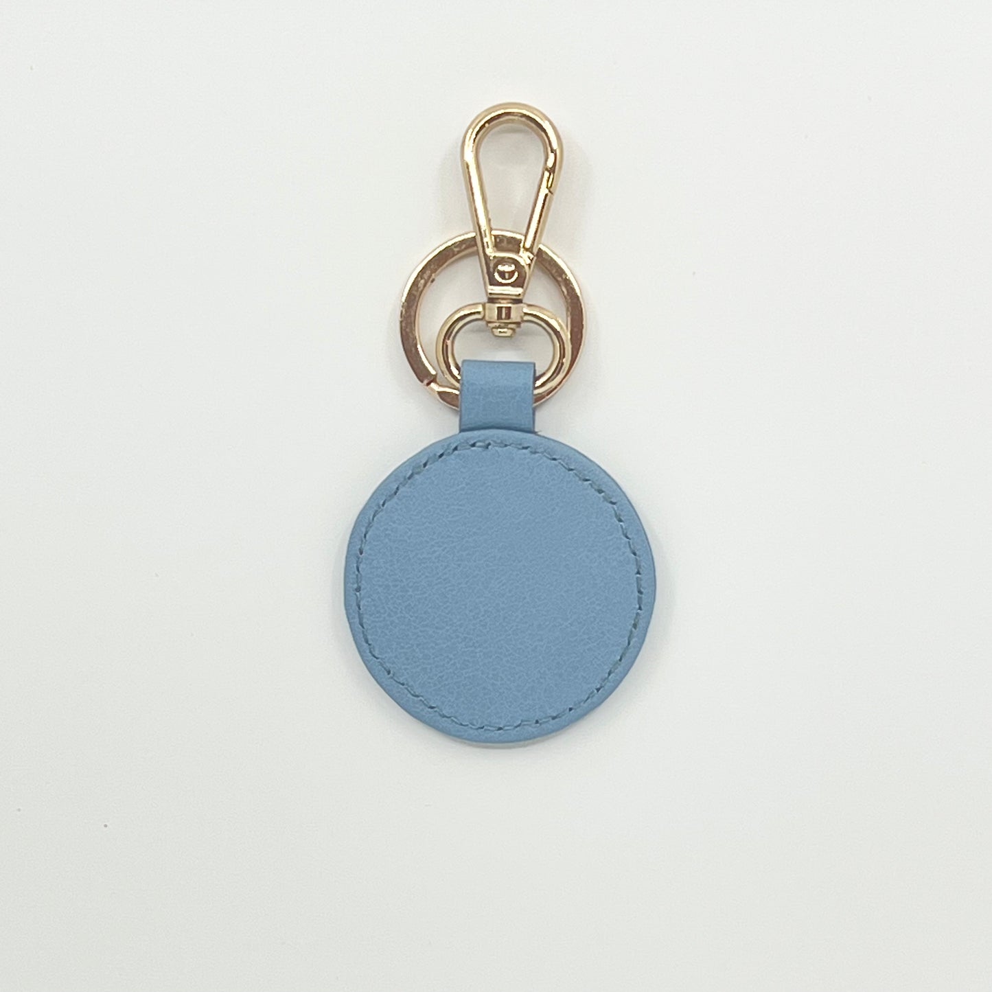 Self Finishing Leather Key Fob Light Blue