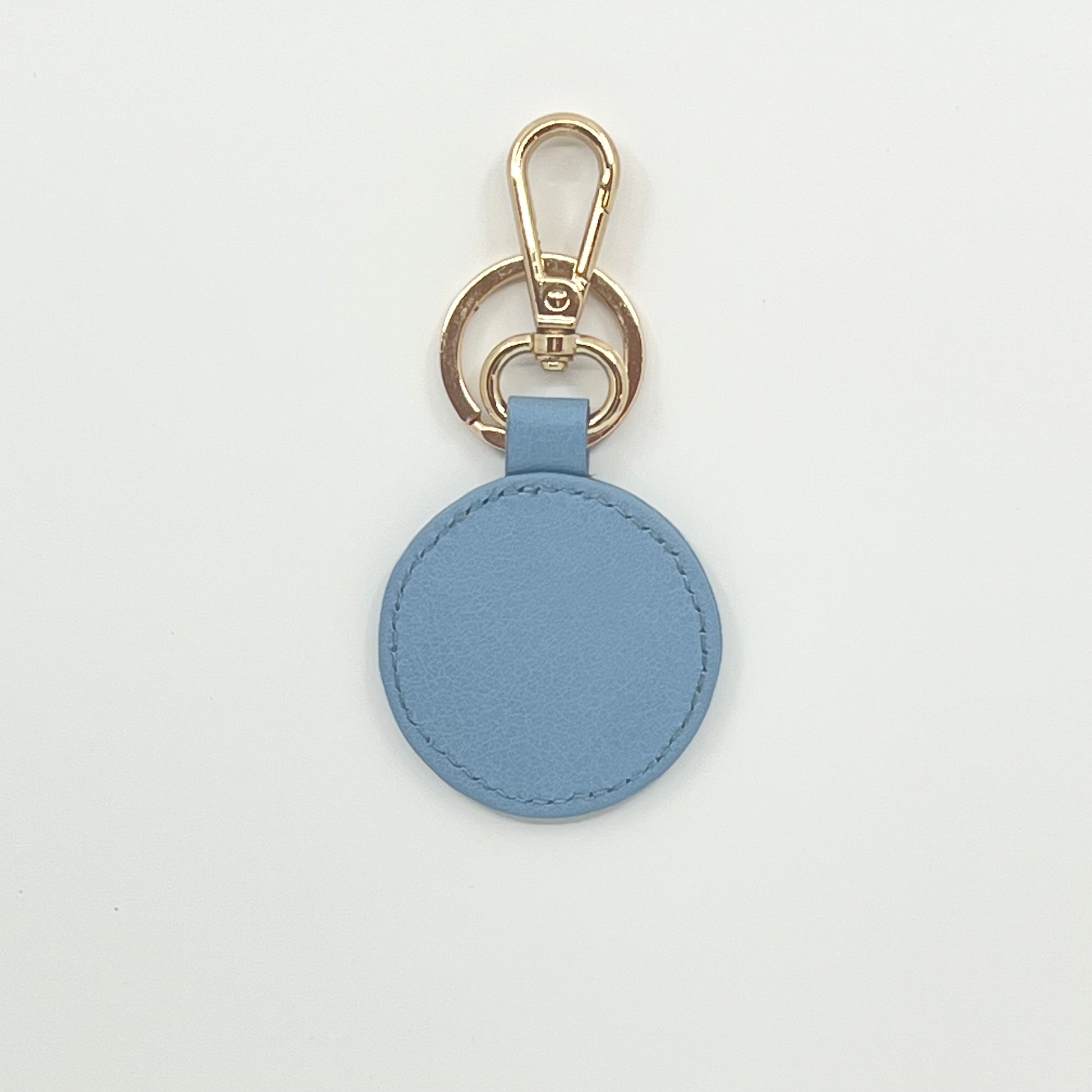 Self Finishing Leather Key Fob Light Blue