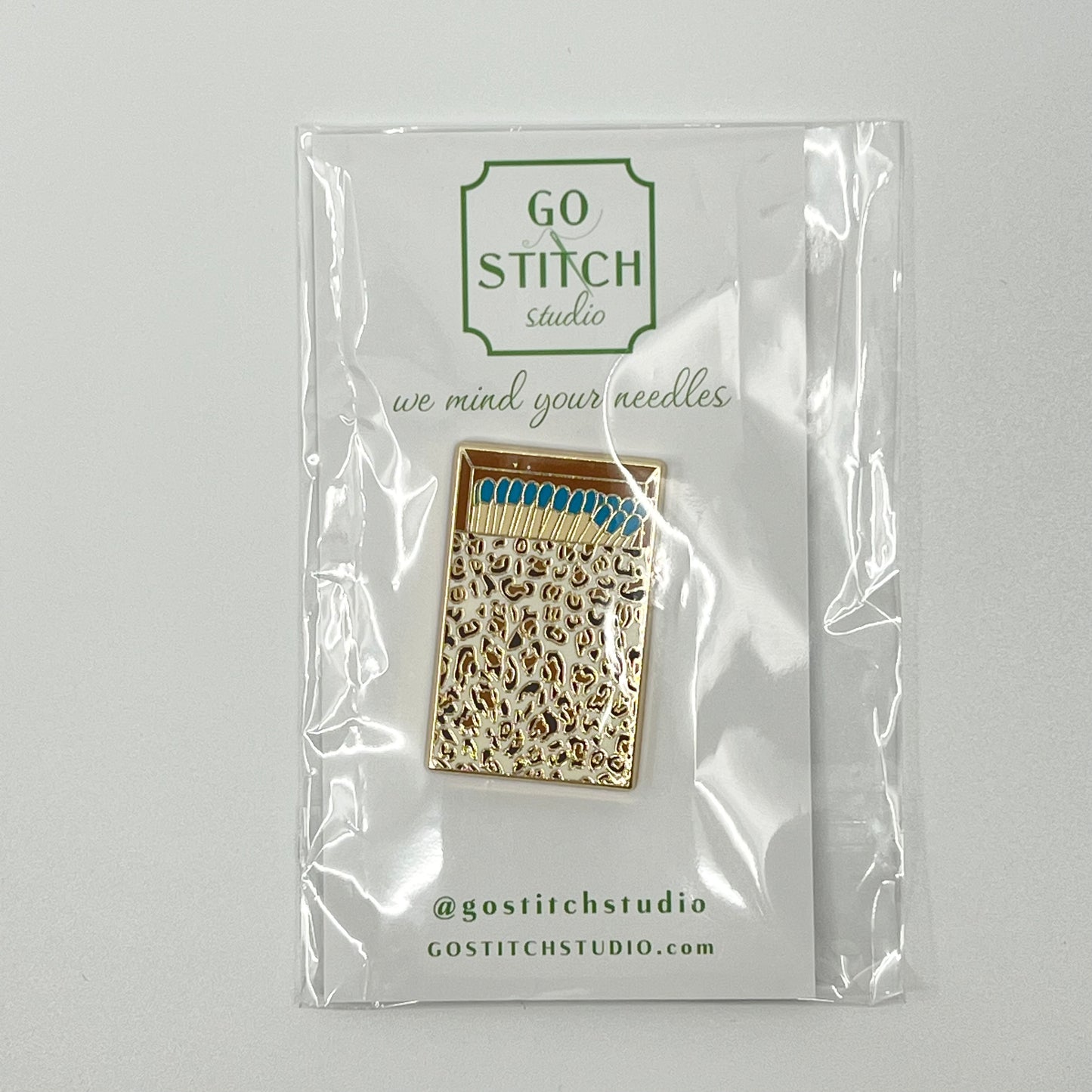 Blue Leopard Print Matchbox Needle Minder