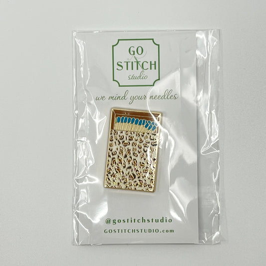 Blue Leopard Print Matchbox Needle Minder