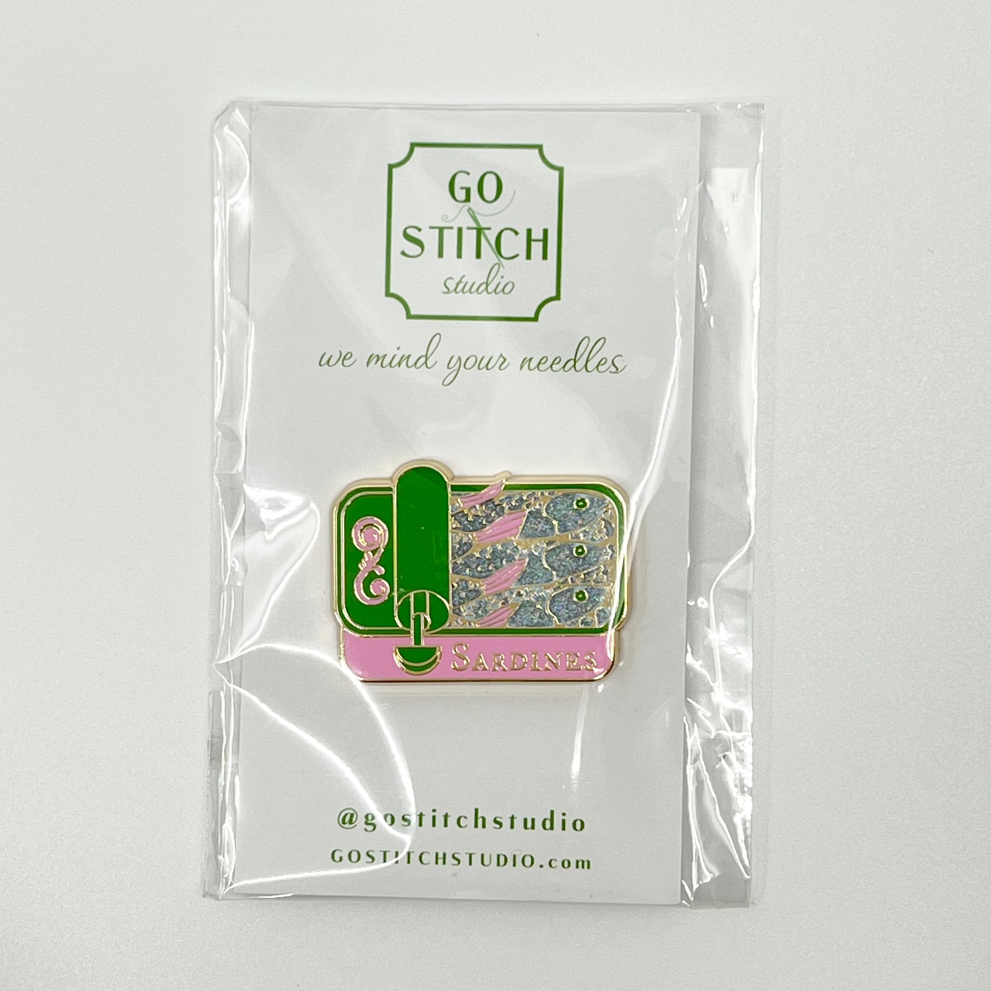 Pink and Green Sardine Can Needle Minder