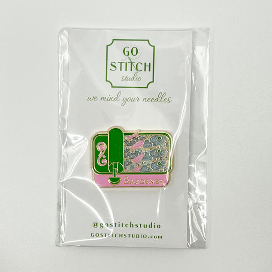 Pink and Green Sardine Can Needle Minder