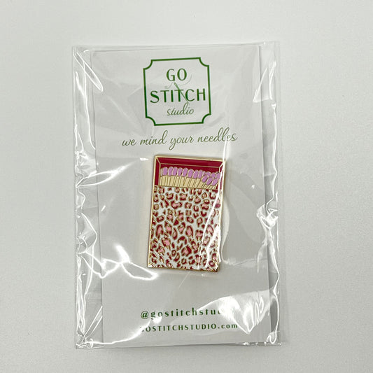 Pink Leopard Print Matchbox Needle Minder