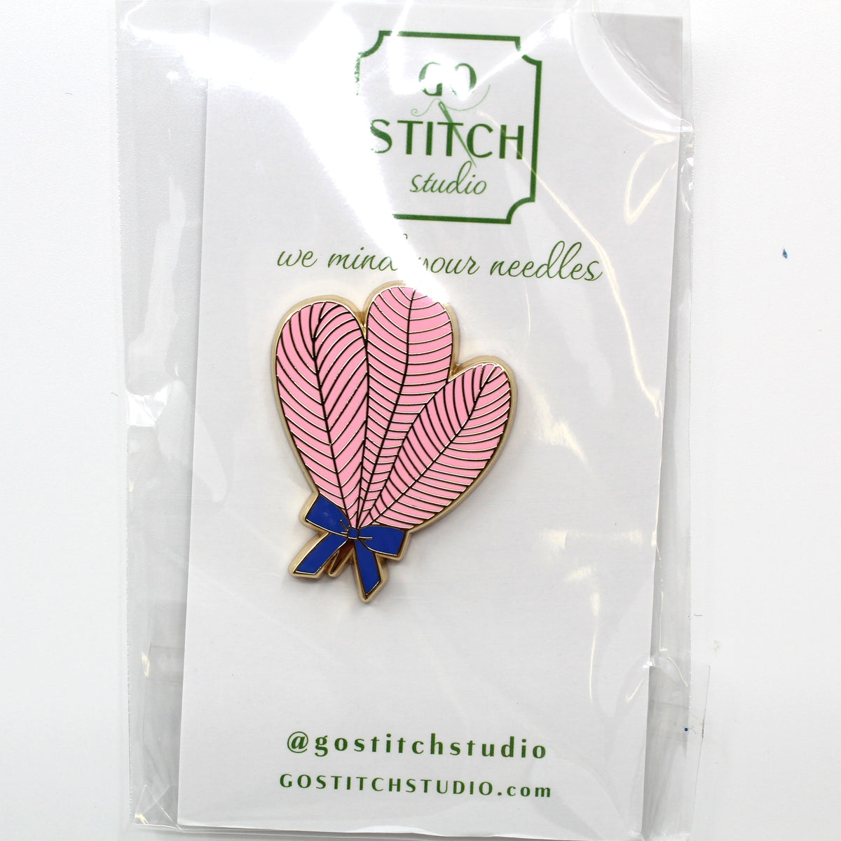 Pink Ostrich Feather Fan Needle Minder