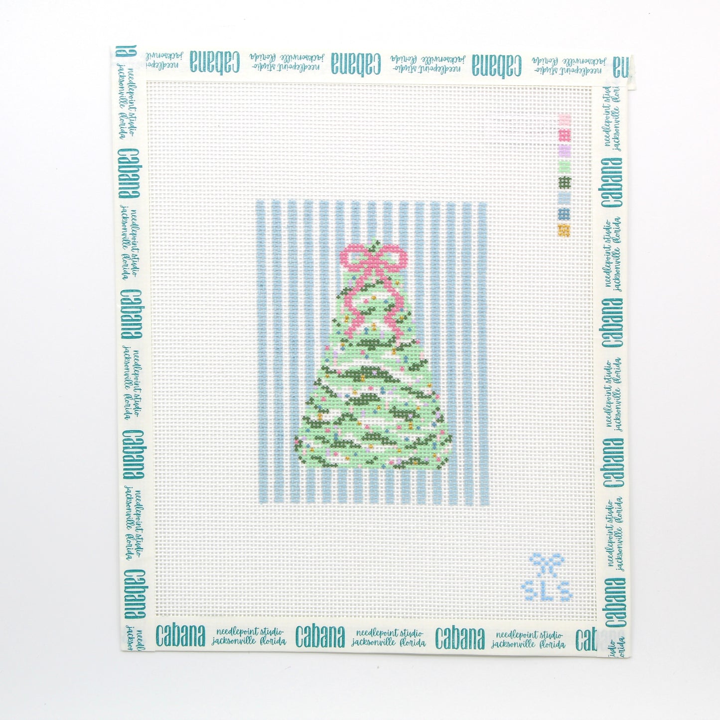 Pastel Christmas, Tree w/Blue Stripes