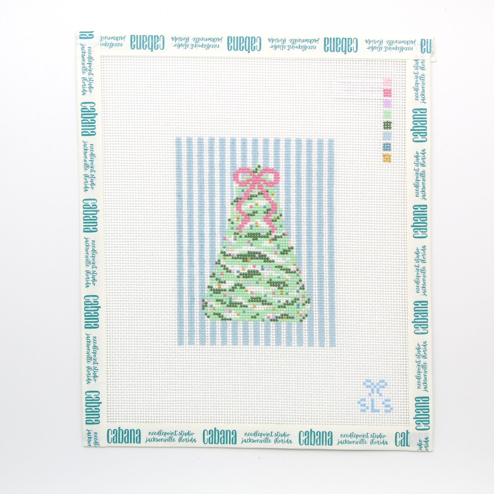 Pastel Christmas, Tree w/Blue Stripes