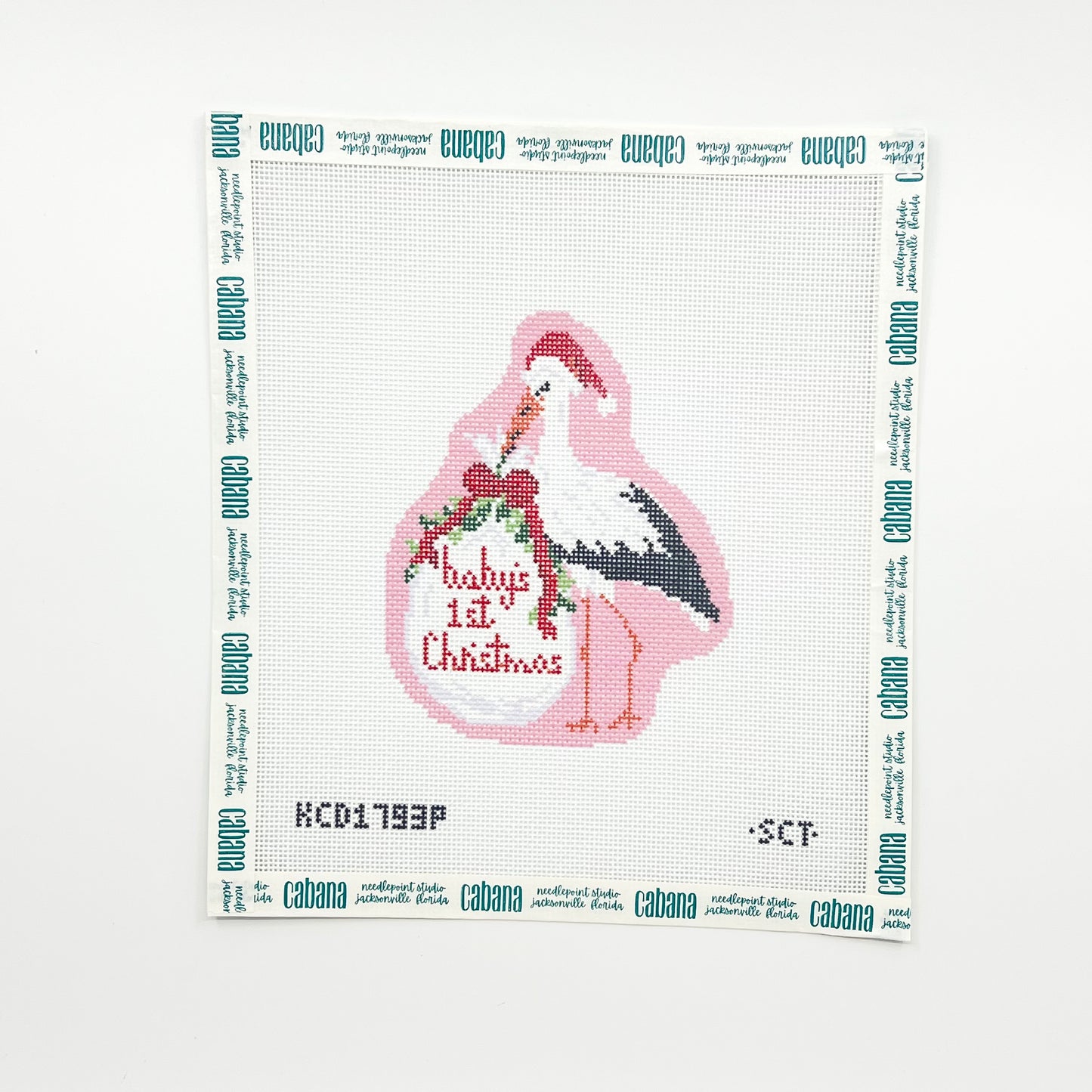 Baby's First Christmas Pink Stork