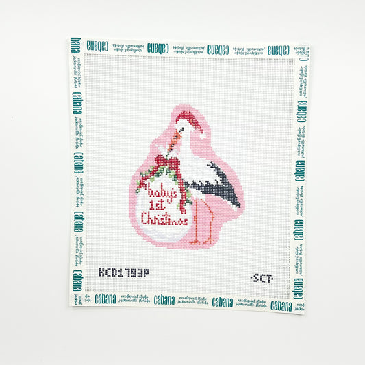 Baby's First Christmas Pink Stork
