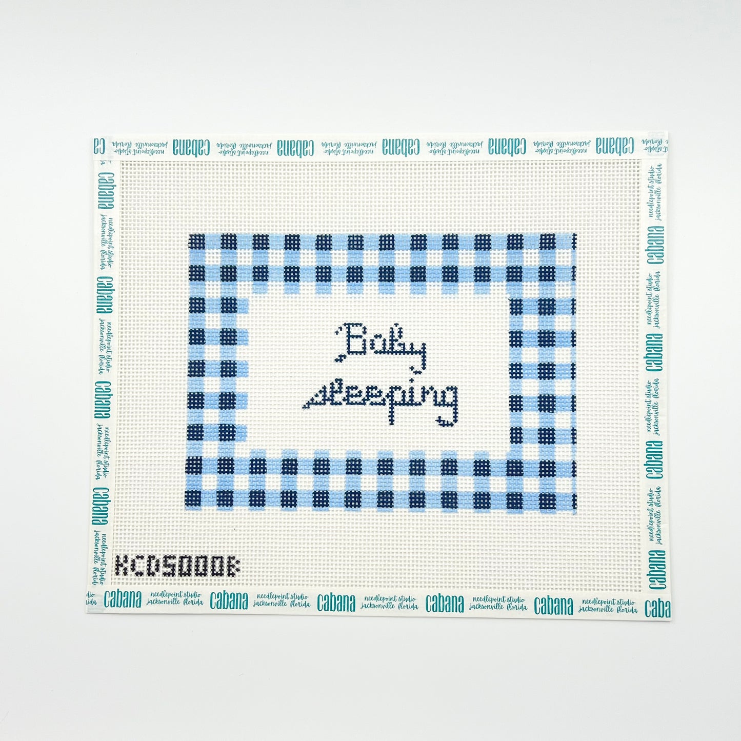 Gingham Baby Sleeping Sign - Blue
