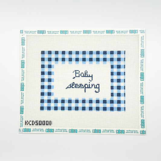 Gingham Baby Sleeping Sign - Blue