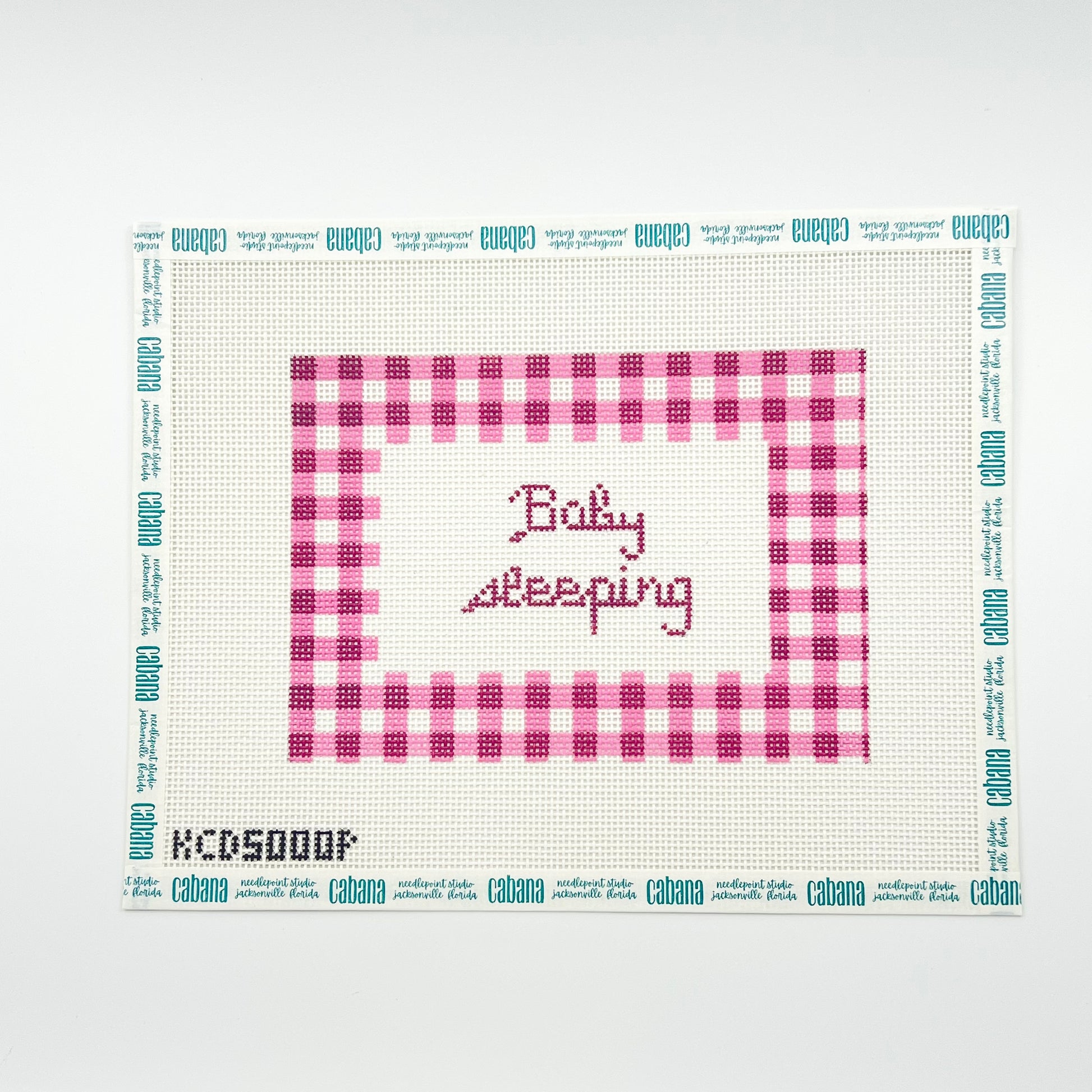 Gingham Baby Sleeping Sign - Pink