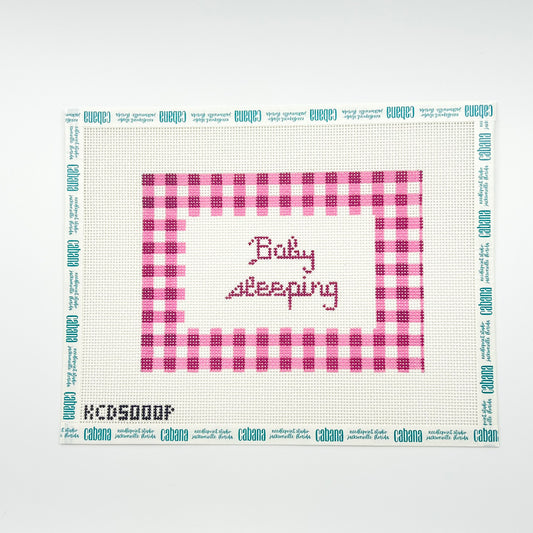 Gingham Baby Sleeping Sign - Pink