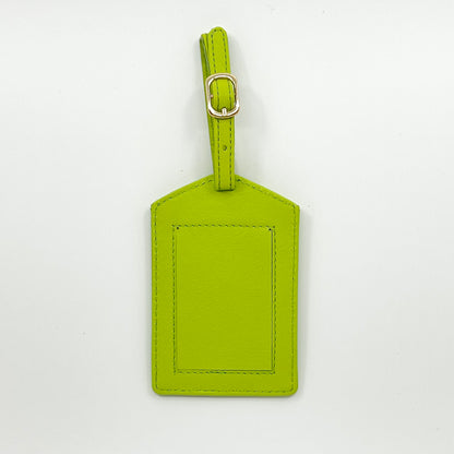 Self Finishing Leather Luggage Tag Lime