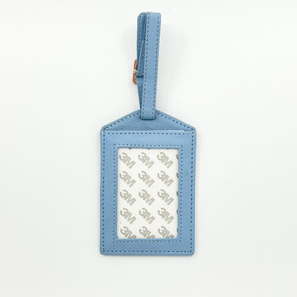Self Finishing Leather Luggage Tag Light Blue