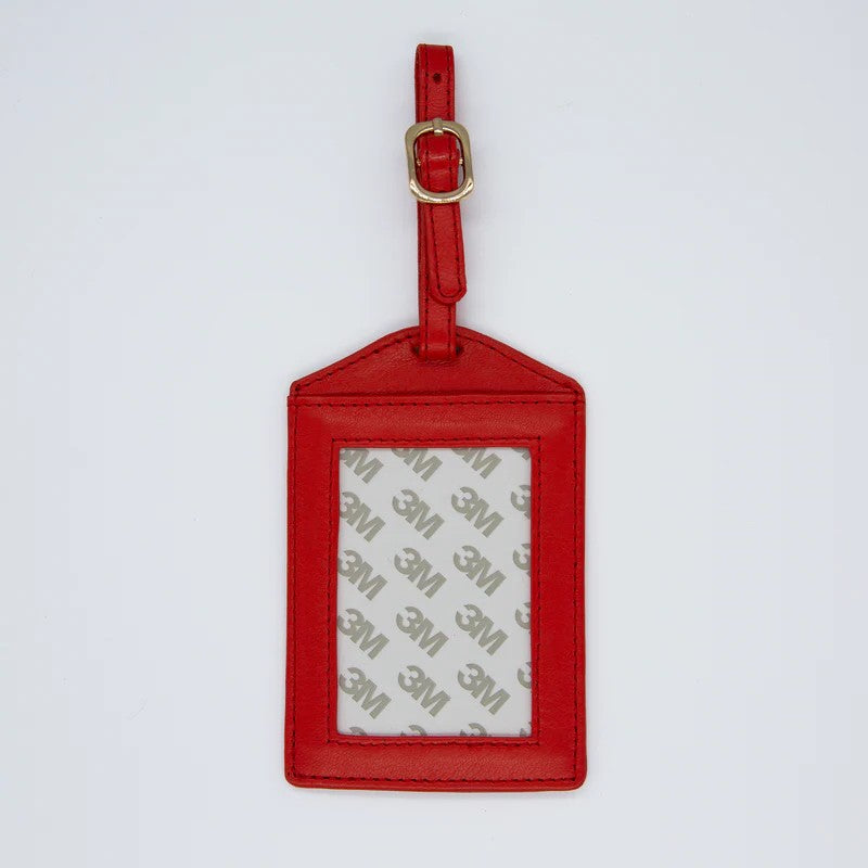 Self Finishing Leather Luggage Tag Red