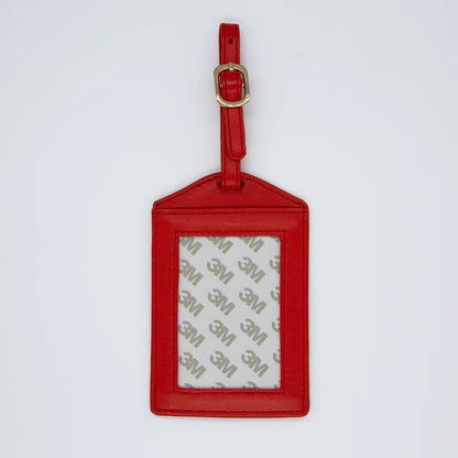 Self Finishing Leather Luggage Tag Red