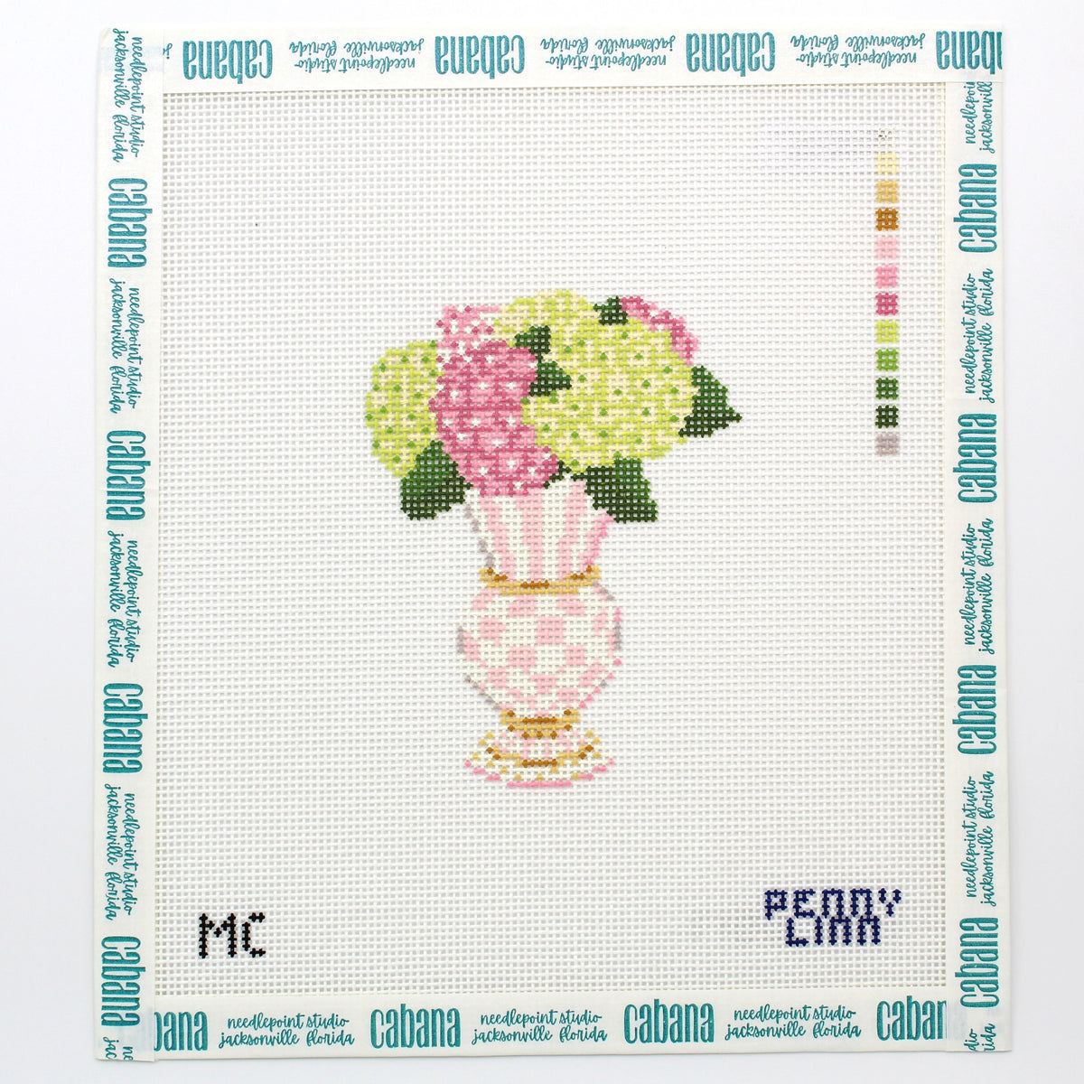 Mackenzie Childs Rosy Check Floral Vase