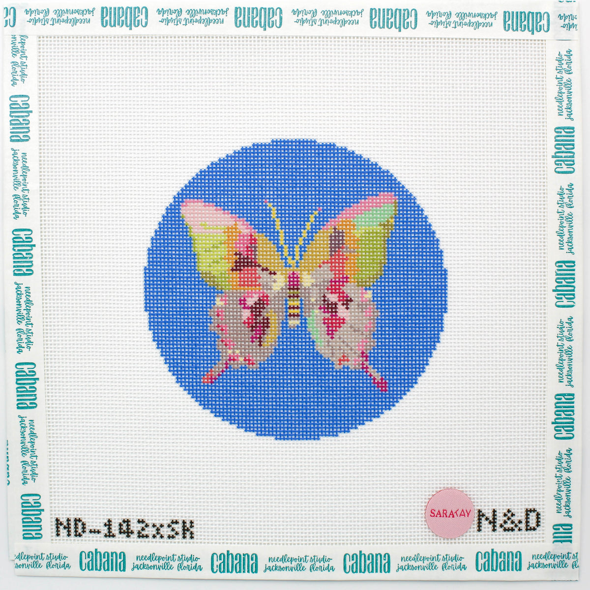 Gold & Green Butterfly on Blue