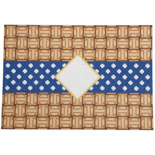 Wicker Dot Mono Clutch Navy