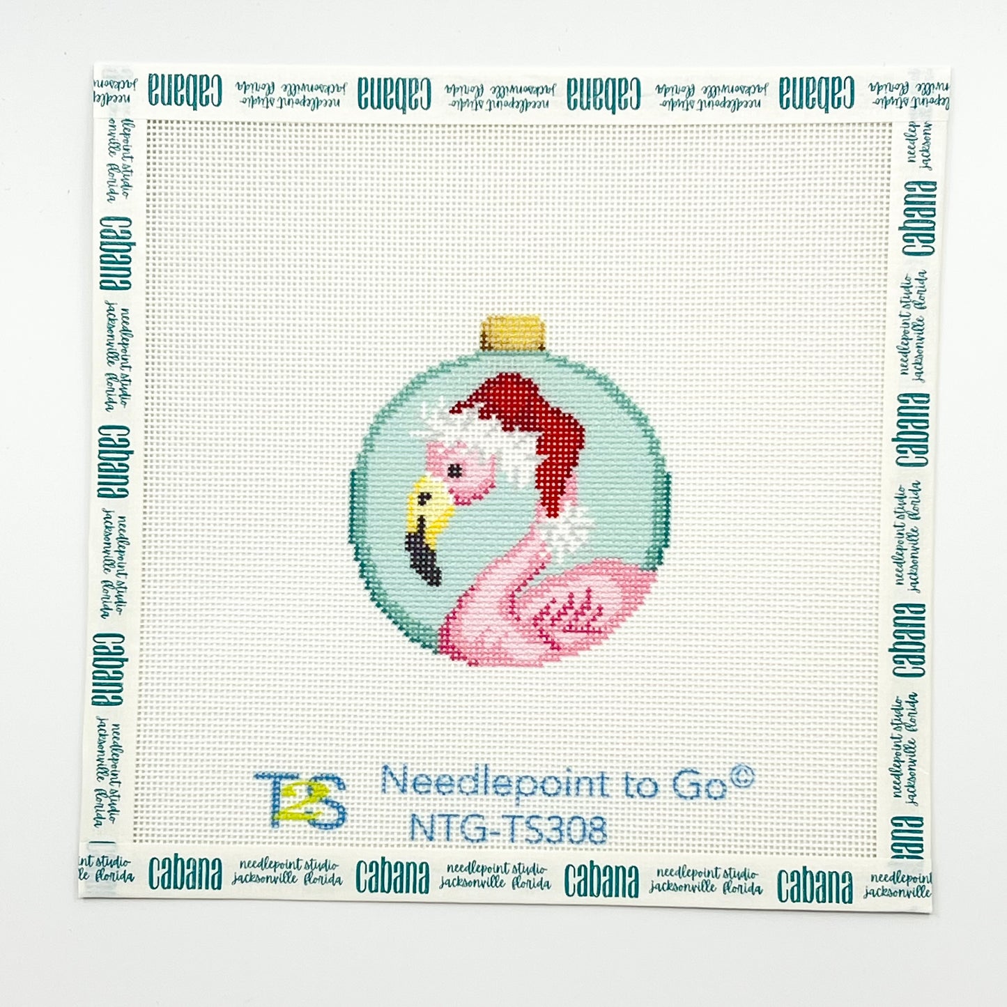Flamingo Santa Hat Ball Ornament