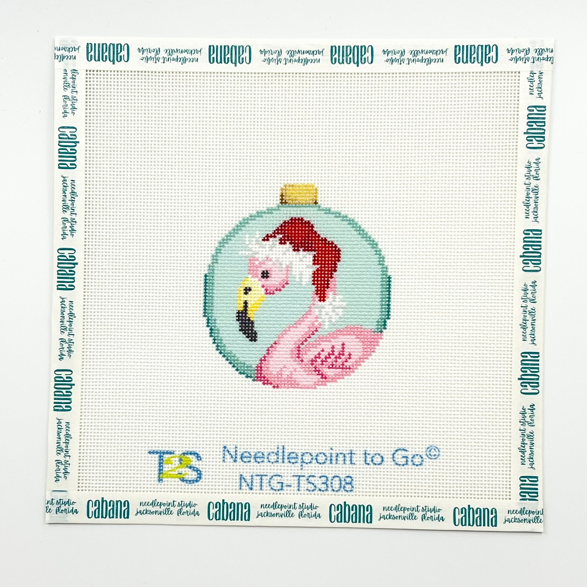 Flamingo Santa Hat Ball Ornament