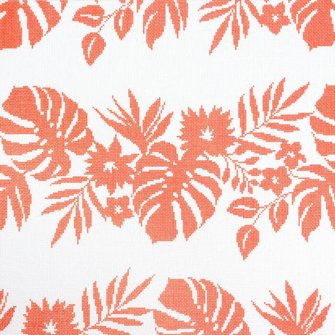 Hibiscus Pillow - Orange on White