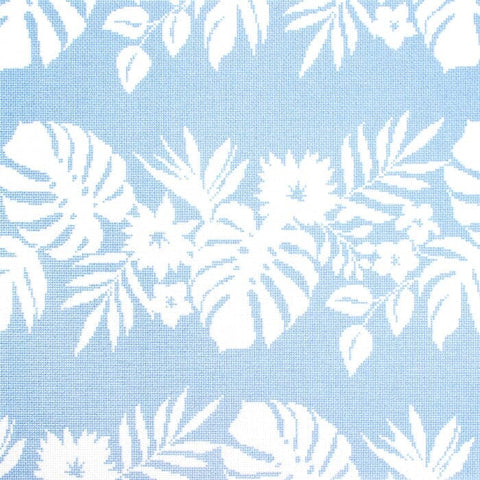 Hibiscus Pillow - White on Blue