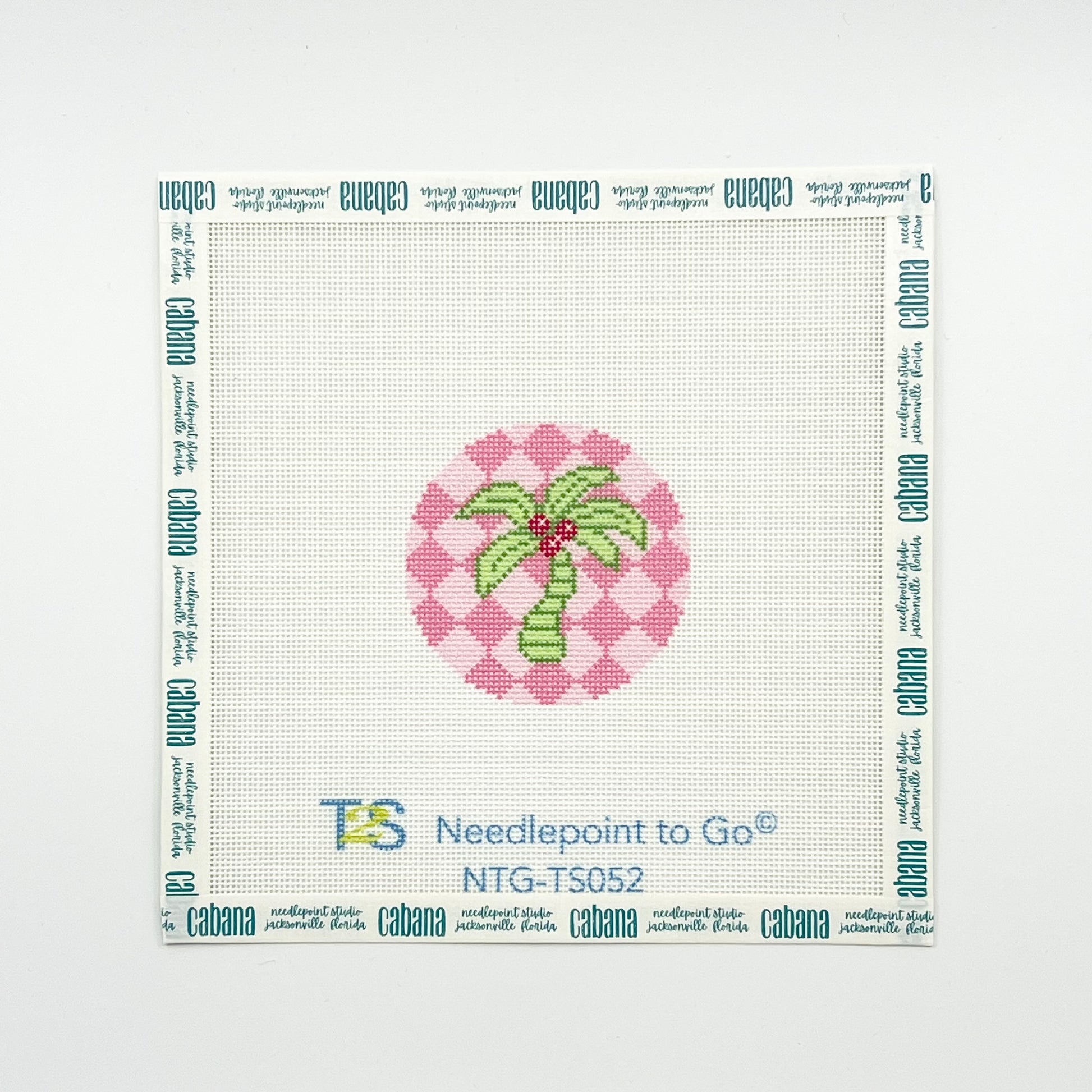 Green Palm on Pink 3" Round