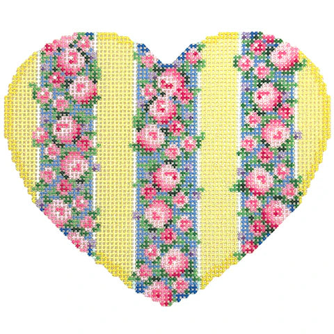 Three Vertical Rose Border Large Heart