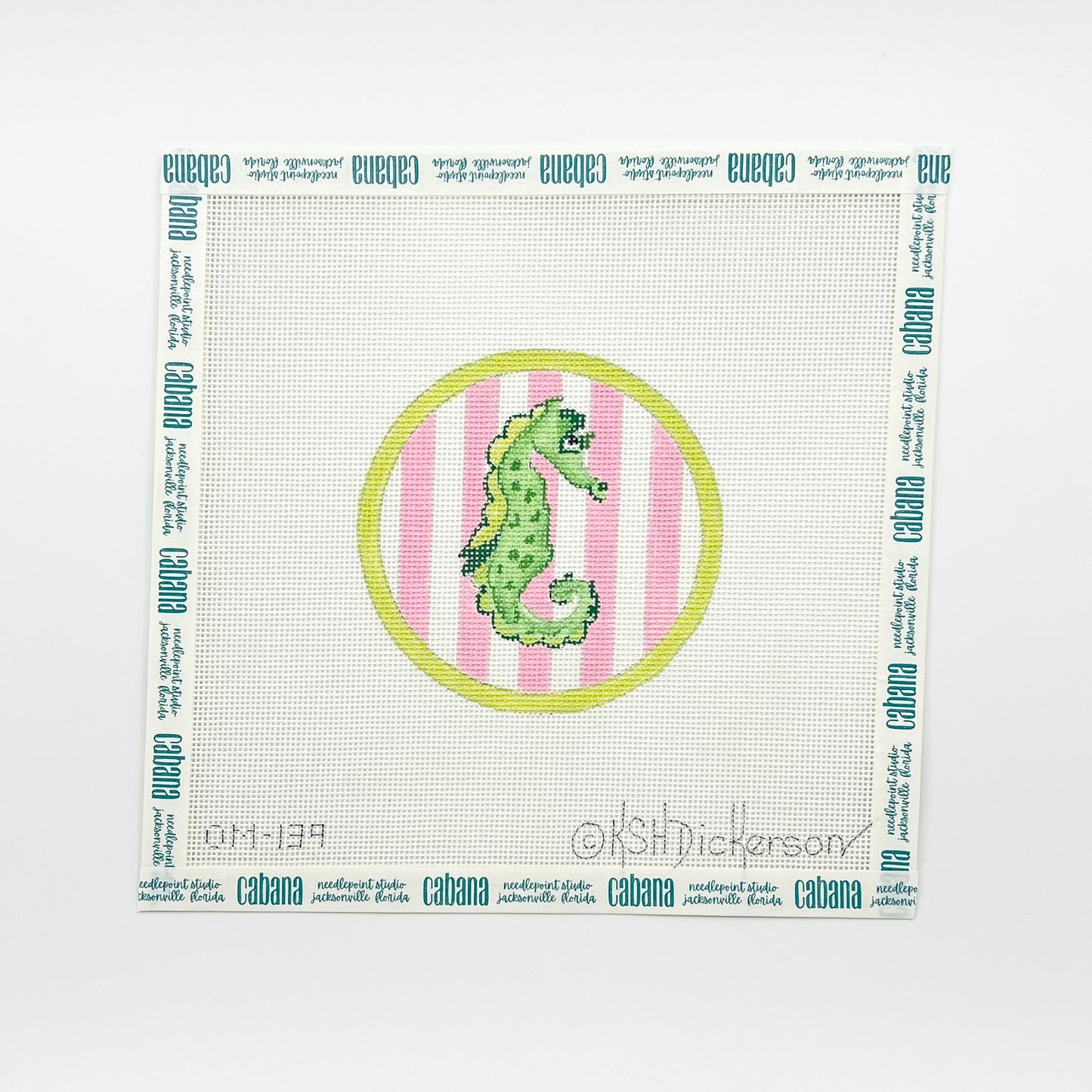 Seahorse on Pink Cabana Stripes