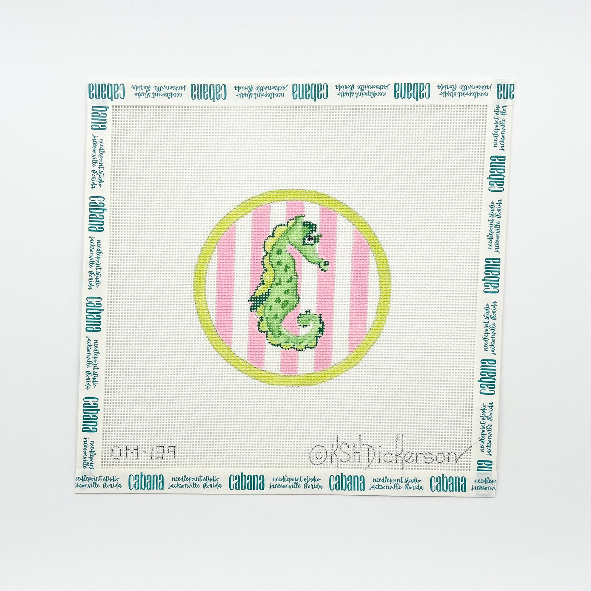 Seahorse on Pink Cabana Stripes