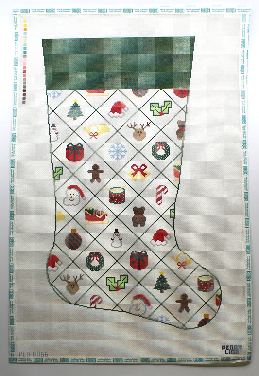 Argyle Stocking with Green Cuff