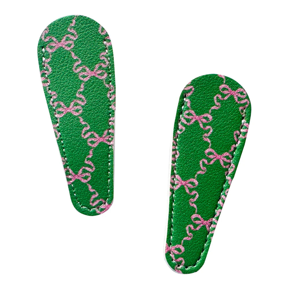 Green Hannah Bow Leather Scissor Case