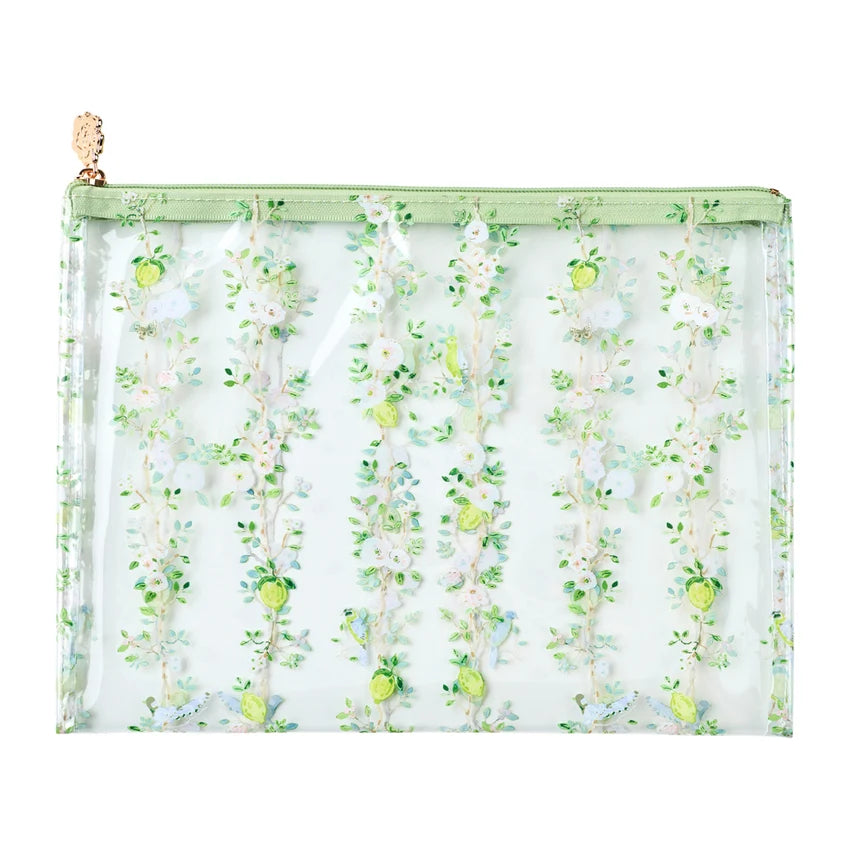 Chinoiserie Green PVC Project Bag - Large