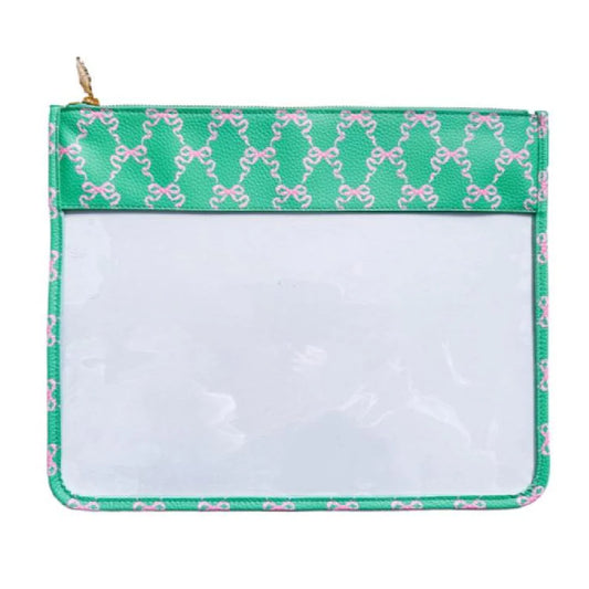 Green Hannah Bow Ribbon Trellis Project  Bag